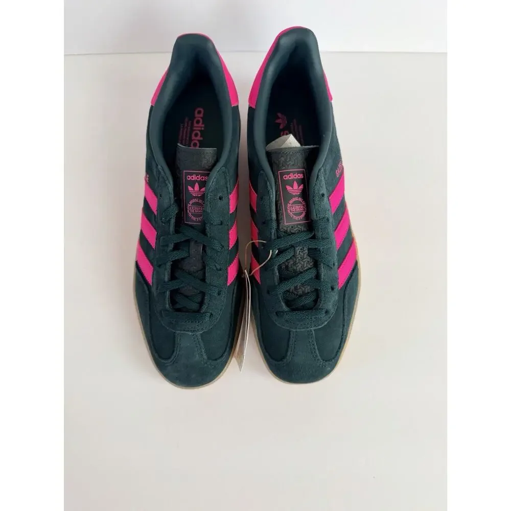 adidas Gazelle Indoor US 8.5W Aurora Ivy/Shock Pink Suede Low Top  JS1416